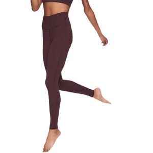 Athleta High Rise Chaturanga Tights Size M Deep Burgundy Leggings Pocket Yoga